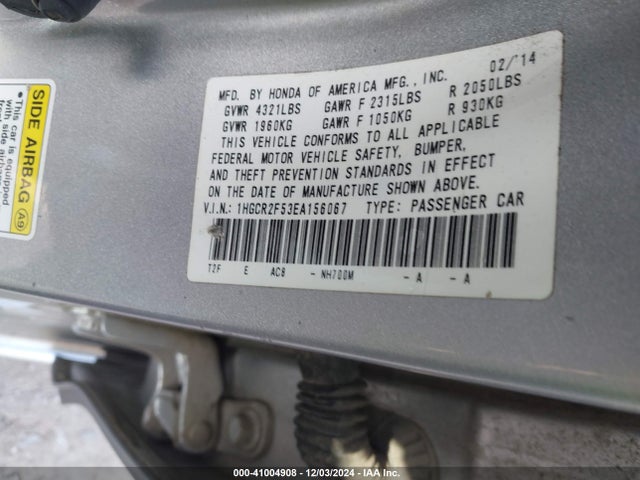 Honda Accord Sport 2014 1HGCR2F53EA156067 Image 9