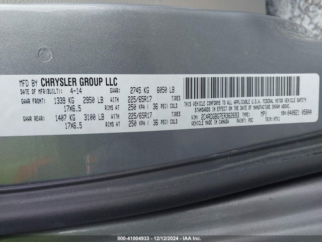 2C4RDGBG7ER362693 Dodge Grand Caravan American Value Pkg