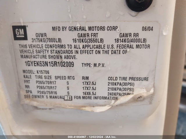 2005 CADILLAC ESCALADE 1GYEK63N15R102009 Photo 8
