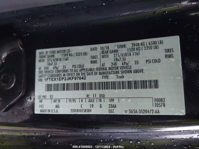Ford F-150 Xlt 2018 1FTEX1EP2JKF97042 Image 9