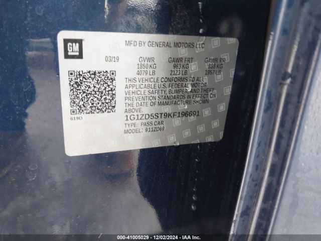 1G1ZD5ST9KF196691 Chevrolet MALIBU LT