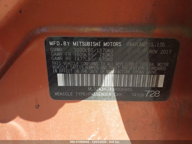 ML32A3HJ3JH006885 Mitsubishi MIRAGE ES
