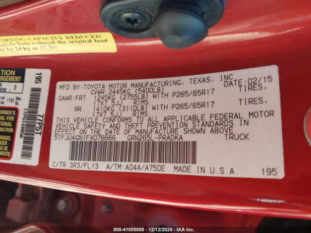 5TFJU4GN1FX076666 Toyota Tacoma Double Cab Prerunner
