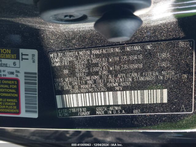 5TDBZRBH7MS152365 Toyota Highlander Le