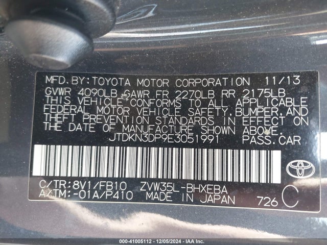 JTDKN3DP9E3051991 Toyota PRIUS PLUG-IN