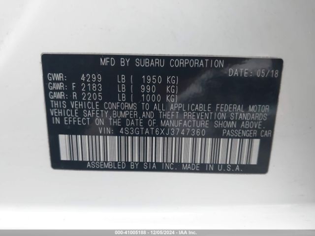 4S3GTAT6XJ3747360 Subaru Impreza 2.0i Limited