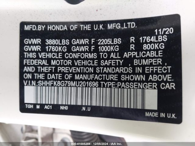 SHHFK8G79MU201696 Honda Civic Type R Touring