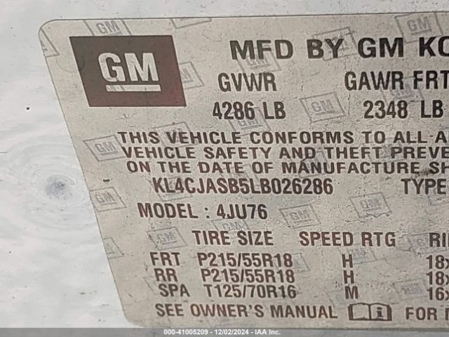 KL4CJASB5LB026286 Buick Encore Fwd Preferred