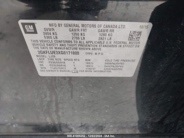 2GKFLUE3XG6171808 GMC Terrain Slt