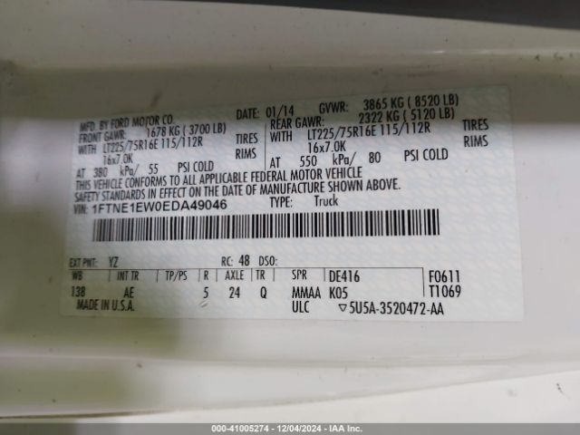 1FTNE1EW0EDA49046 Ford E-150 Commercial