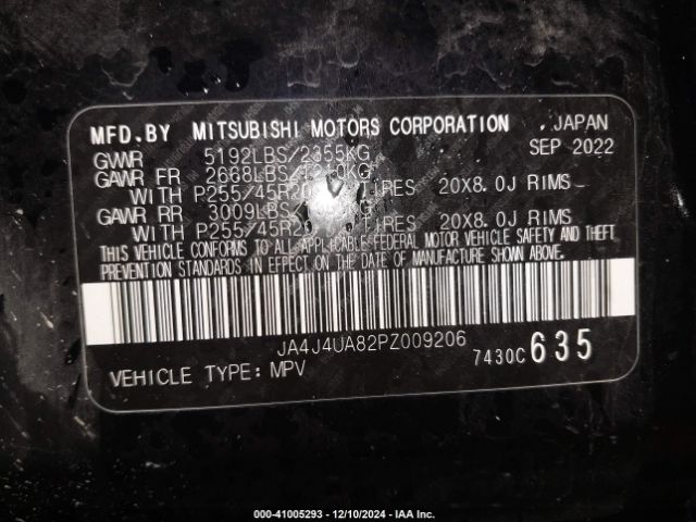 JA4J4UA82PZ009206 Mitsubishi Outlander Ralliart /se 2.5 /se Black Edition /se Special Editiont
