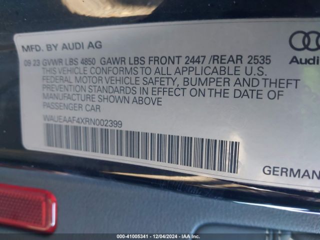 WAUEAAF4XRN002399 Audi A4 Premium Plus 45 Tfsi S Line Quattro S Tronic