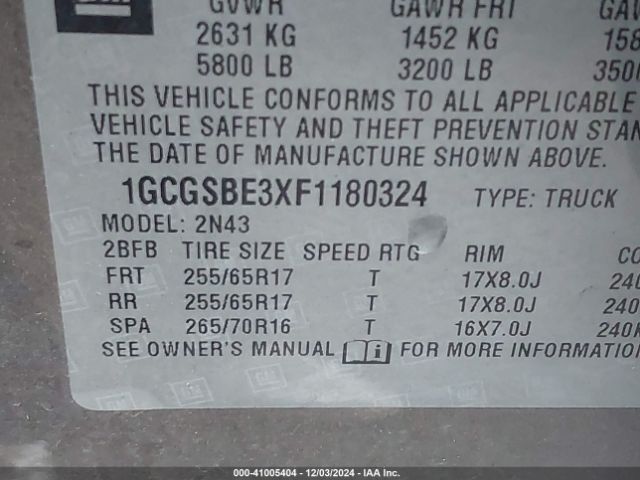 1GCGSBE3XF1180324 Chevrolet Colorado Lt
