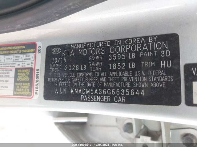 KIA RIO LX 2016 KNADM5A36G6635644 Image 9