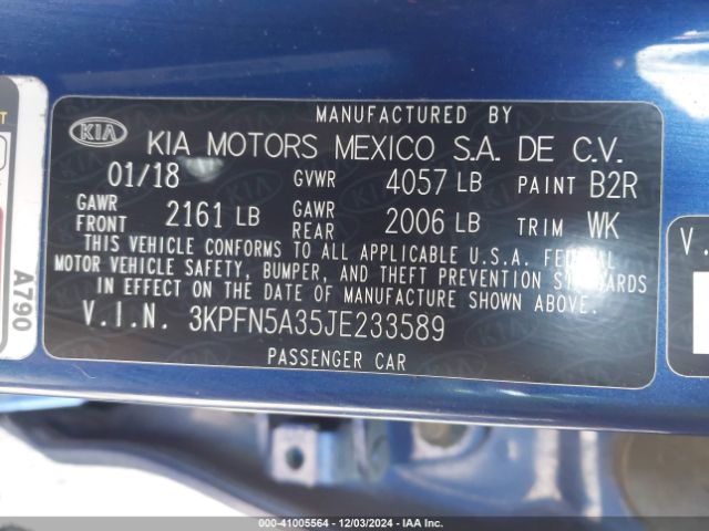 3KPFN5A35JE233589 KIA FORTE SX