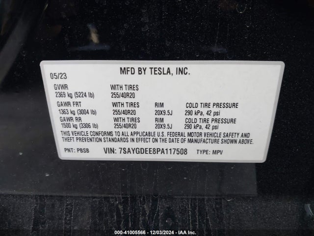2023 TESLA MODEL Y 7SAYGDEE8PA117508 Photo 8