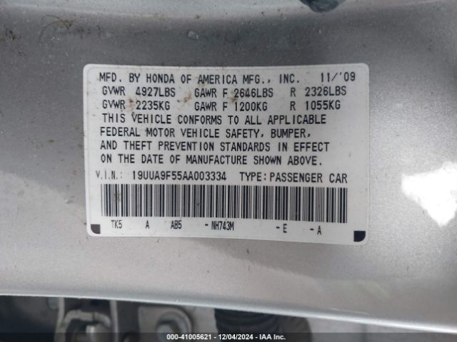 2010 ACURA TL 19UUA9F55AA003334 Photo 8