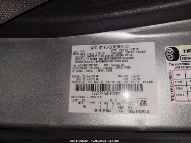 1ZVBP8EM1E5289685 Ford Mustang V6 Premium