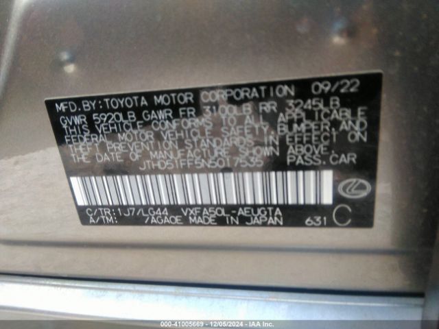JTHD51FF5N5017535 Lexus Ls 500