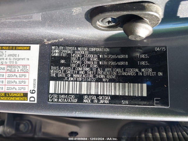 JTJBM7FX8F5114122 Lexus GX 460