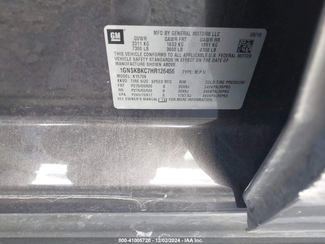 Chevrolet Tahoe Lt 2017 1GNSKBKC7HR126456 Image 9