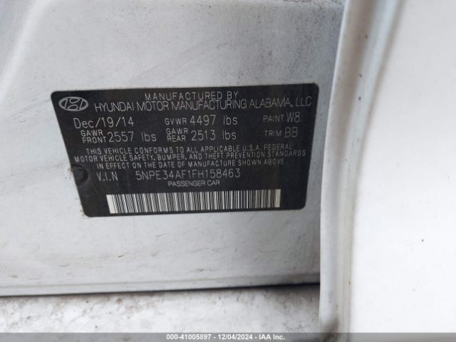 5NPE34AF1FH158463 Hyundai Sonata Limited