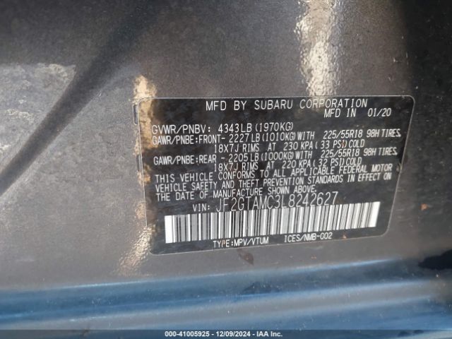 JF2GTAMC3L8242627 Subaru Crosstrek Limited