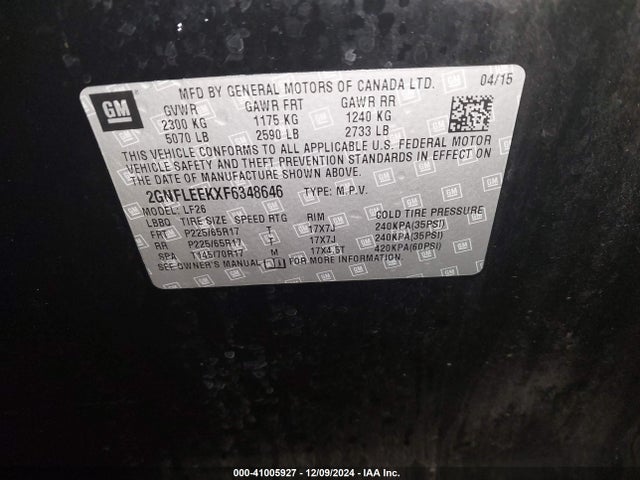 Chevrolet EQUINOX LS 2015 2GNFLEEKXF6348646 Image 9