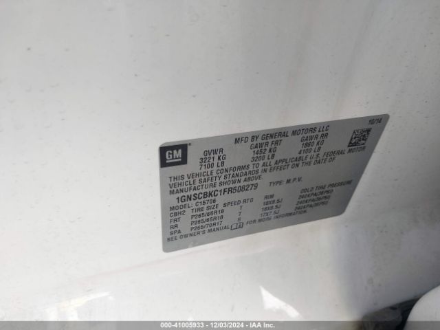 1GNSCBKC1FR508279 Chevrolet Tahoe Lt