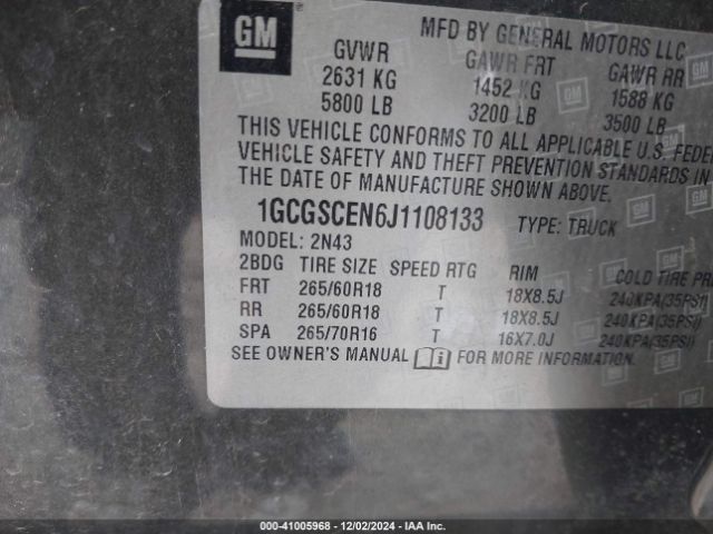 1GCGSCEN6J1108133 Chevrolet Colorado Lt