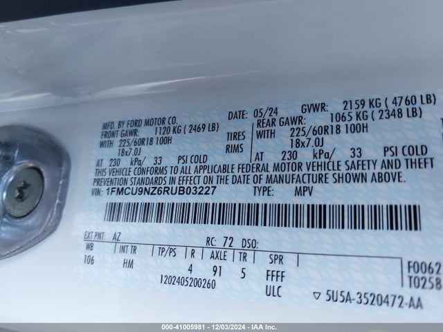 Ford Escape St-line Select 2024 1FMCU9NZ6RUB03227 Image 9