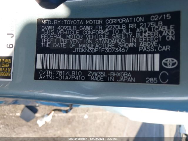 JTDKN3DP1F3073467 Toyota Prius Plug-in Advanced