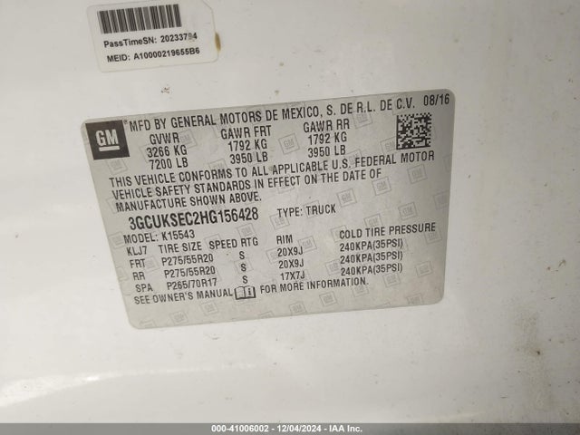 Chevrolet Silverado 1500 2lz 2017 3GCUKSEC2HG156428 Image 9