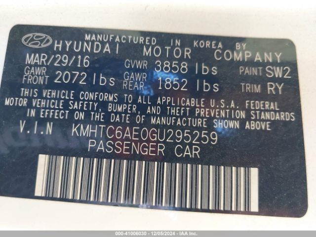 KMHTC6AE0GU295259 Hyundai Veloster Turbo
