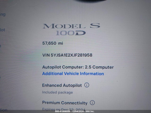 2018 TESLA MODEL S 5YJSA1E2XJF281958 Photo 6