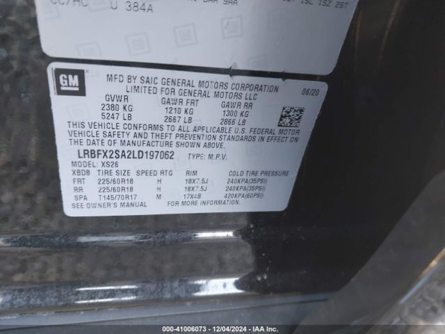 LRBFX2SA2LD197062 Buick Envision Awd Essence