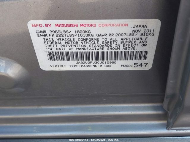 2012 MITSUBISHI LANCER JA32U2FU3CU010990 Photo 8