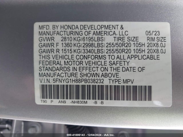 Honda Pilot Awd Elite 2023 5FNYG1H88PB038232 Image 9