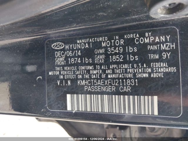 KMHCT5AEXFU211831 Hyundai ACCENT GS