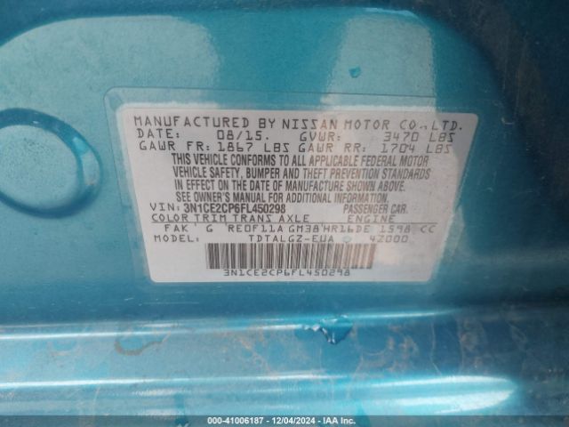 3N1CE2CP6FL450298 Nissan Versa Note Sr