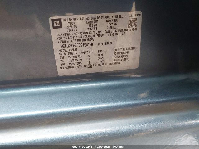 3GTU2VEC0EG190168 GMC Sierra 1500 Slt