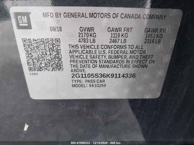 2G1105S36K9114336 Chevrolet Impala Premier