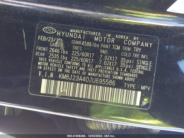 Hyundai TUCSON SE 2018 KM8J23A40JU695586 Image 9