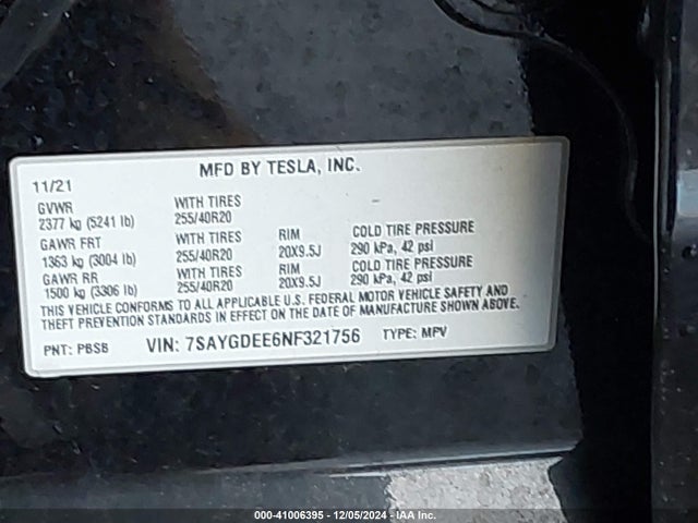 2022 TESLA MODEL Y 7SAYGDEE6NF321756 Photo 8