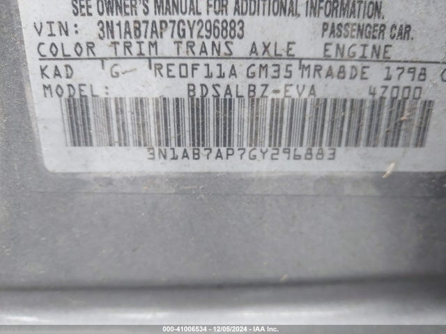 Nissan SENTRA S 2016 3N1AB7AP7GY296883 Image 9
