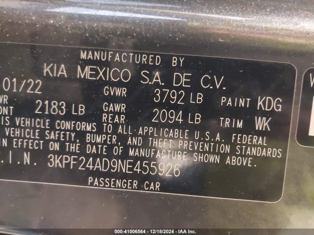 KIA Forte Lxs 2022 3KPF24AD9NE455926 Image 9
