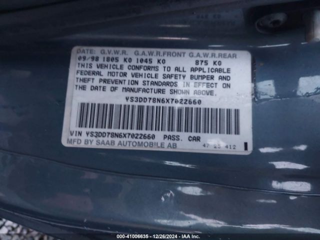 1999 SAAB 9-3 YS3DD78N6X7022660 Photo 8