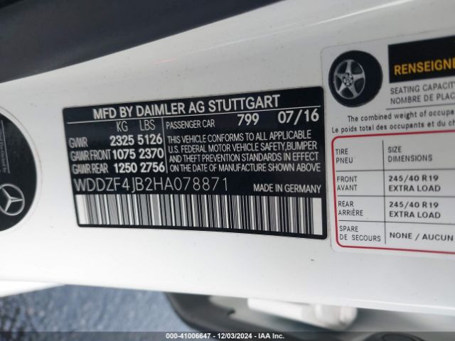 WDDZF4JB2HA078871 Mercedes-Benz E 300