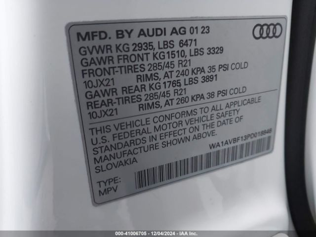 WA1AVBF13PD018846 Audi Q8 Premium 55 Tfsi Quattro Tiptronic