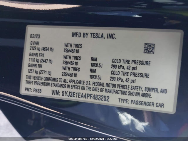 2023 TESLA MODEL 3 5YJ3E1EA4PF483252 Photo 8